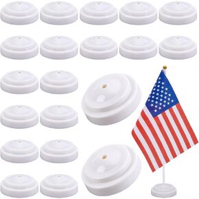 PH PandaHall 10pcs Mini Flag Holder 6 Holes White Desktop Flag Stand 2.4 Inch Small Flags Base Miniature Flags Stands Plastic Stick Stand for Party Office Sports Team Independence Day in Kuwait