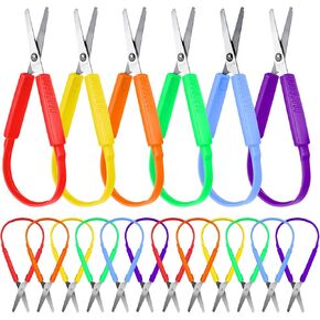 18 Pcs Mini Loop Scissors - 5.5In Self-Opening Adaptive Scissors with Colorful Grips, Left/Right Handed for Kids, Adults & Special Needs (6 Colors) in Kuwait