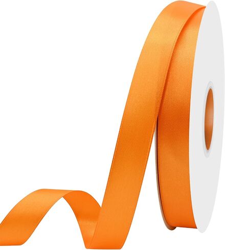 5/8 Inch Wide Orange Satin Ribbon 50 Yards Double Face Orange Fabric Ribbon for Gift Wrapping Crafts Wedding Party Flower Bouquet Arts Bows Decoration in Saudi Arabia