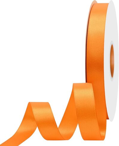 5/8 Inch Wide Orange Satin Ribbon 50 Yards Double Face Orange Fabric Ribbon for Gift Wrapping Crafts Wedding Party Flower Bouquet Arts Bows Decoration in Saudi Arabia