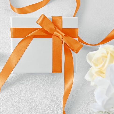 5/8 Inch Wide Orange Satin Ribbon 50 Yards Double Face Orange Fabric Ribbon for Gift Wrapping Crafts Wedding Party Flower Bouquet Arts Bows Decoration in Saudi Arabia
