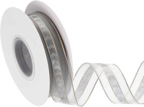 Sheer Organza Ribbon (1 Inch x 25 Yards) - Love Heart with Chiffon Yarn Silk Ribbon Edge, for Gift Wrapping Wedding Birthday Bouquet Crafts DIY Decor, Light Brown in Saudi Arabia