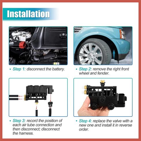 ACROPIX RVH000095 نظام التعليق الهوائي الأمامي EAS صمام نقل كتلة الصمام لسيارة Land Rover LR3 2005-2009 لسيارة Land Rover LR4 2010-2016 لسيارة Land Rover Range Rover Sport 2006-2013 in Kuwait