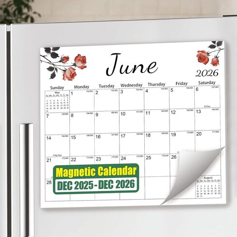 Magnetic 2026 Calendar for Refrigerator, Fridge Magnet Calendar from Dec 2025 to Dec 2026, Aesthetic Family Kitchen Large Paper Calendars with Floral Design, Tear-off Pad for Planners & Organizers (12.6"x11") in Saudi Arabia