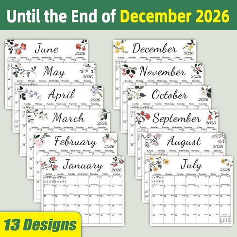 Magnetic 2026 Calendar for Refrigerator, Fridge Magnet Calendar from Dec 2025 to Dec 2026, Aesthetic Family Kitchen Large Paper Calendars with Floral Design, Tear-off Pad for Planners & Organizers (12.6"x11") in Saudi Arabia