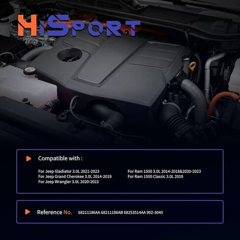 مجموعة مبيت منظم حرارة مبرد المحرك HiSport 902-3040 متوافقة مع Jeep Ram 1500 2014-2022، Gladiator 2021-2022، Grand Cherokee 2014-2021، Wrangler 2020-2022 3.0L استبدال 68253514AA in Kuwait