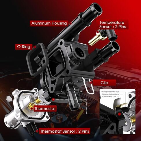 Upgraded Aluminum Thermostat Housing Assembly Compatible with Chevrolet Models, Chevy Cruze 2011-2016, Sonic 2012-2018 1.6L 1.8L, Trax 2013-2020, Replaces 902-033 25199824 25192228 in Kuwait