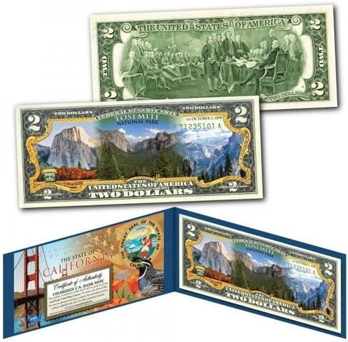 Yosemite National Park California Uncirculated Two Dollar Bill Special Edition Collectible Display Holder and Certificate in Saudi Arabia