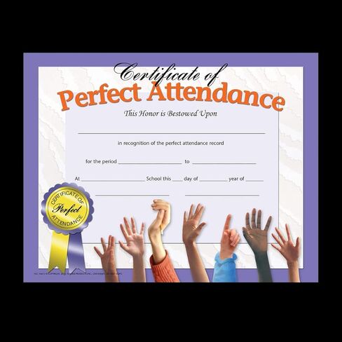 Flipside Products Perfect Attendance Certificates, Recognition, Award Students, Incentive, No Missed Days, 8.5" x 11", 30 Per Pack, 5 Packs in Kuwait