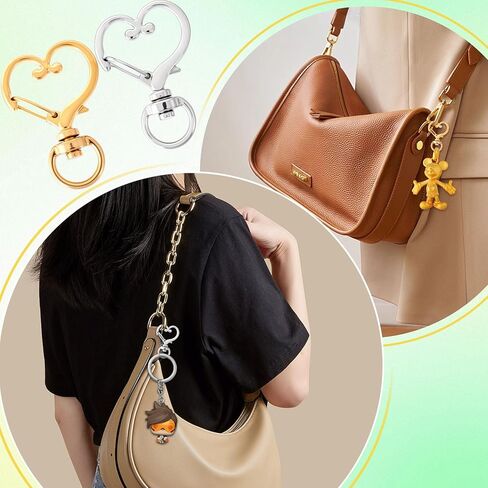 OIIKI 20pcs Star Heart Swivel Keychain Clasp, Zinc Alloy Spring Snap Hook Jewelry Clasps, Heavy Duty Lobster Keyring Clip Bag Accessories for Keychains DIY Crafts- Gold & Silver in Kuwait