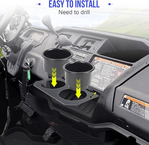 Dash Cup Holders for Pioneer 1000, Drink Bottle Holder with Mounting Bracket Compatible with Honda Pioneer 1000-3 1000-5 1000-6 2016-2025 Accessories in Kuwait