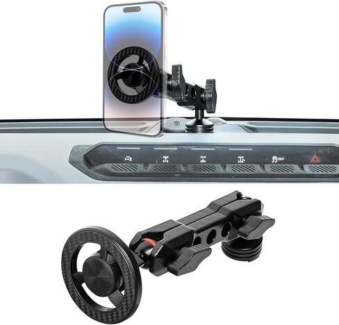 حامل مغناطيسي للهاتف لـ 2021-2026 Ford Bronco 2/4 Door، لسلسلة Magsafe iPhone 12-17، لملحقات Bronco، قابل للتعديل 360 درجة، بيد واحدة، ثابت على الطرق الوعرة، لا يوجد داريل سهل التركيب in Kuwait