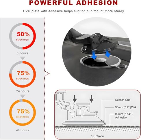 Dashboard Pad Mounting Disk for Suction Cup, 3.14"(80mm) Car Phone Mount Base with Strong Adhesive, Heat Resistant Sticky Base Dash Mount for Windshield Holder Camera GPS in Kuwait