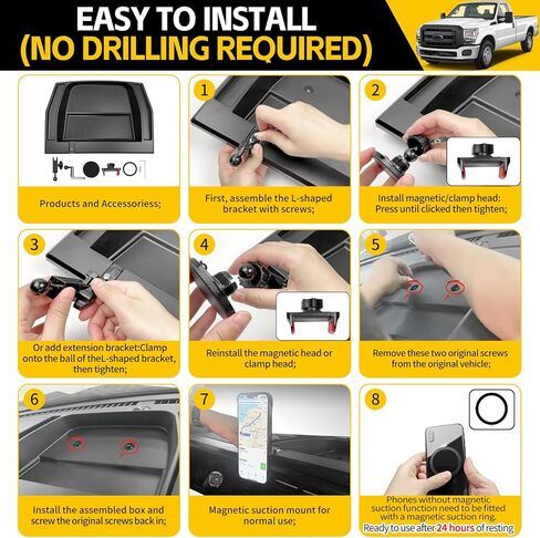 Magnetic Phone Mount for 2023-2026 Ford F250 F350 F450 Super Duty(Without Dashboard-Top Speaker) Dash Phone Holder with Tray Car Phone Stand Truck Accessories in Kuwait