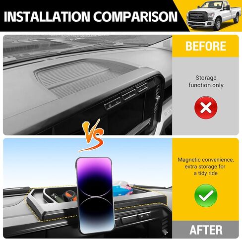 حامل هاتف مغناطيسي لـ 2023-2026 Ford F250 F350 F450 Super Duty (بدون مكبر صوت على لوحة القيادة) حامل هاتف داش مع صينية حامل هاتف السيارة ملحقات الشاحنة in Saudi Arabia