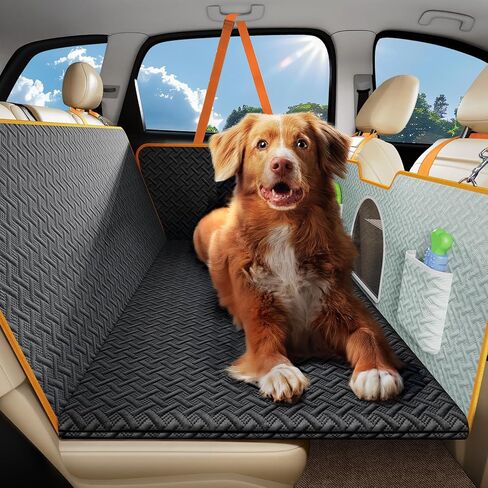 oneisall Back Seat Extender for Dogs, Hard Bottom Car Seat Cover for Dogs Holds 500lbs, Waterproof Sturdy Dog Travel Bed for Car Protector, Dog Hammock with Mesh Window for Car, SUV, Small Truck in Saudi Arabia
