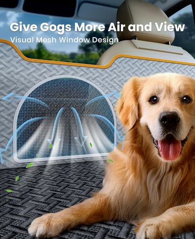 oneisall Back Seat Extender for Dogs, Hard Bottom Car Seat Cover for Dogs Holds 500lbs, Waterproof Sturdy Dog Travel Bed for Car Protector, Dog Hammock with Mesh Window for Car, SUV, Small Truck in Saudi Arabia