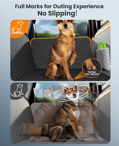 oneisall Back Seat Extender for Dogs, Hard Bottom Car Seat Cover for Dogs Holds 500lbs, Waterproof Sturdy Dog Travel Bed for Car Protector, Dog Hammock with Mesh Window for Car, SUV, Small Truck in Saudi Arabia