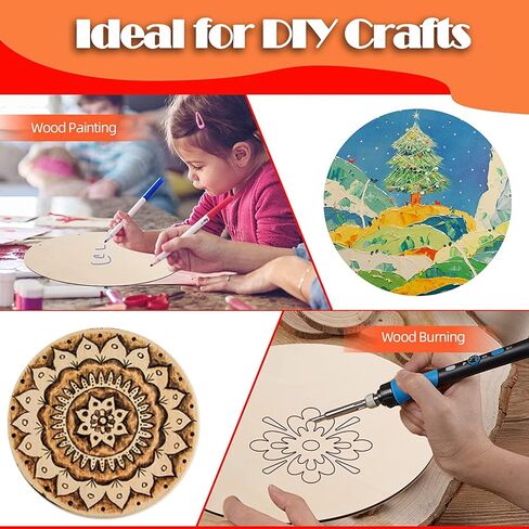 12 Pcs 16 Inch Wood Circles for Crafts Unfinished Round Wood Discs Blank Wooden Rounds Slices Round Wooden Door Hanger Signs with Bows, Twine and Glue Points for DIY Craft Holiday Decor,5 mm Thick in Saudi Arabia