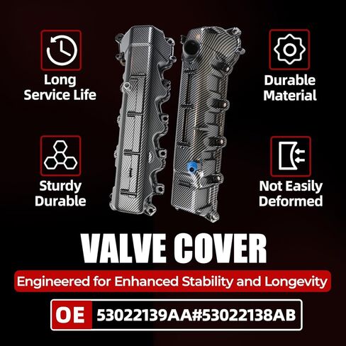 MITZONE Aluminum Valve Cover Set Compatible with 2008-2009 Chrysler Aspen 2008-2010 Dodge Dakota Durango Ram 1500 Jeep Commander Grand Cherokee 4.7L V8 53022139AA 53022138AB in Kuwait
