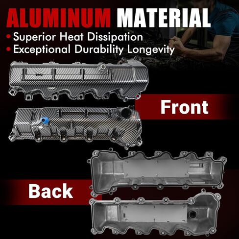 MITZONE Aluminum Valve Cover Set Compatible with 2008-2009 Chrysler Aspen 2008-2010 Dodge Dakota Durango Ram 1500 Jeep Commander Grand Cherokee 4.7L V8 53022139AA 53022138AB in Kuwait