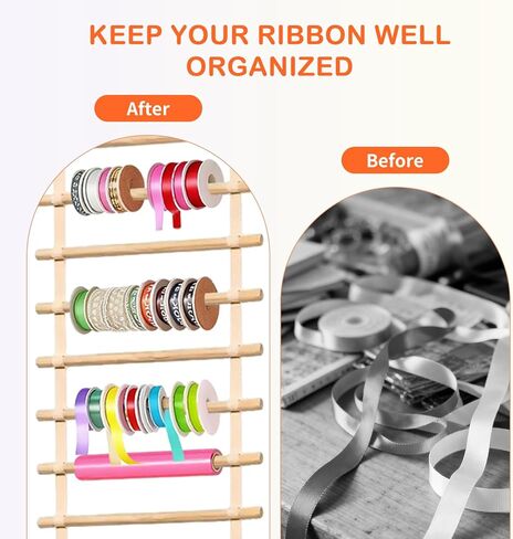 Over The Door Ribbon Organizer ：20 Tier Wood Wrapping Paper Display Rack Large Gift Paper Storage Easy wall Door Mount Multiple Mounted Ribbon Holder Rack Craft Room Roll in Saudi Arabia