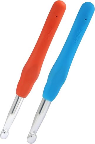 Murtenze 2 Pack 9.0mm and 10.0mm Crochet Hooks, Aluminum Handle Knitting Needles Soft Grip Ergonomic Crochet Hooks Set for Yarn DIY Crafts Projects in Kuwait