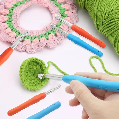 Murtenze 2 Pack 9.0mm and 10.0mm Crochet Hooks, Aluminum Handle Knitting Needles Soft Grip Ergonomic Crochet Hooks Set for Yarn DIY Crafts Projects in Kuwait