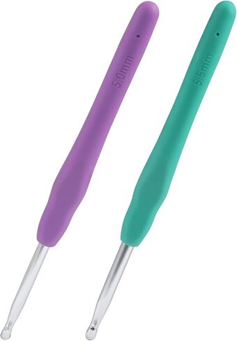 Murtenze 2 Pack 9.0mm and 10.0mm Crochet Hooks, Aluminum Handle Knitting Needles Soft Grip Ergonomic Crochet Hooks Set for Yarn DIY Crafts Projects in Kuwait