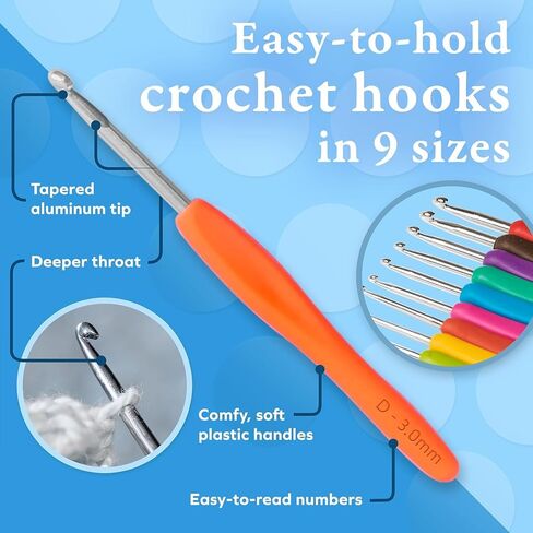 31PCS Crochet Hooks Kit with 9 Ergonomic Hook Sizes, 6 Yarn Needles, Additional Knitting & Crochet Supplies and Carrying Case﻿ in Saudi Arabia