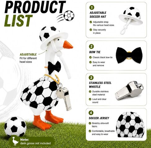 7 Inch Desk Goose Outfits Soccer Tabletop Goose Accessory Mini Porch Goose Costume Magnetic Goose Statue Key Holder Clothes for Table Decor (Soccer) in Saudi Arabia
