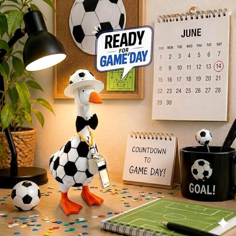 7 Inch Desk Goose Outfits Soccer Tabletop Goose Accessory Mini Porch Goose Costume Magnetic Goose Statue Key Holder Clothes for Table Decor (Soccer) in Saudi Arabia