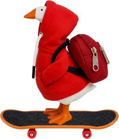 Desk Goose Outfits 7 Inches, 3-Piece Porch Goose Outfits Set with Hoodie, Schoolbag and Mini Finger Skateboards for Tabletop Decor, Desk Goose Clothes for Office Desk and School Gifts (Purple) in Saudi Arabia