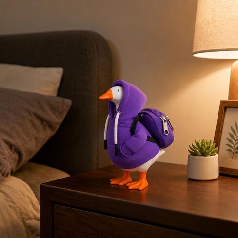 Desk Goose Outfits 7 Inches, 3-Piece Porch Goose Outfits Set with Hoodie, Schoolbag and Mini Finger Skateboards for Tabletop Decor, Desk Goose Clothes for Office Desk and School Gifts (Purple) in Saudi Arabia