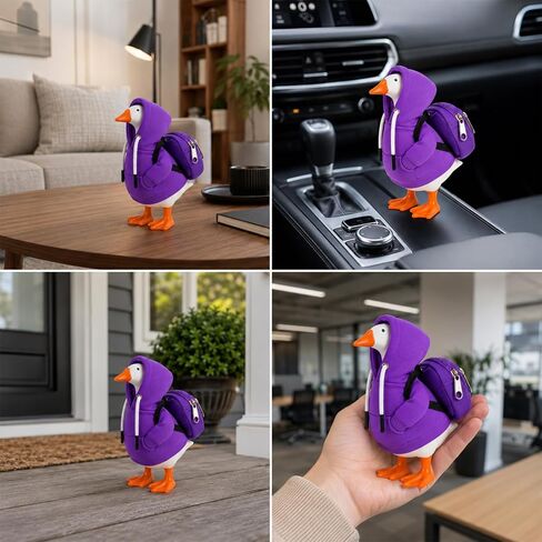 Desk Goose Outfits 7 Inches, 3-Piece Porch Goose Outfits Set with Hoodie, Schoolbag and Mini Finger Skateboards for Tabletop Decor, Desk Goose Clothes for Office Desk and School Gifts (Purple) in Saudi Arabia