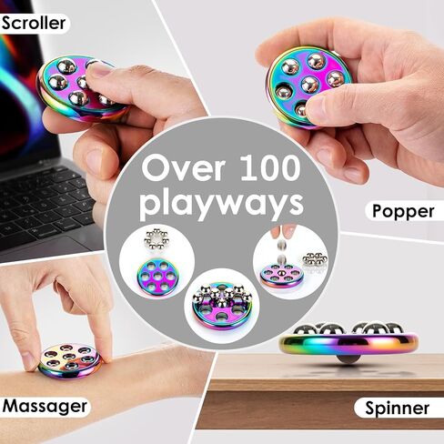 Fidget Toys for Adults, Metal Stress Ball Pop It Fidget Scroller & Spinner, 3-in-1 EDC Fidget Slider for Anxiety Relief Stress, Desk Toy for Office Home Travel in Saudi Arabia