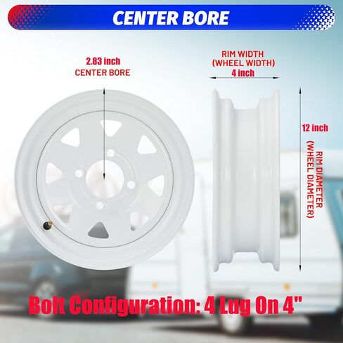 4.80-12 4.80x12 480-12 4.80-12 Trailer Tires with 12 in Rims, 4 Lug on 4 in, Load Range C, 6PR (480-12 with 4lug) in Kuwait