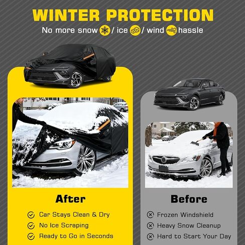 Waterproof Car Cover for Chevy Camaro 1982-2002, 6 Layers Covers with Cotton Liner and Zipper Door, All Weather Full Exterior Cover, Snow Rain Hail Dust Leaves Bird droppings Protection in Kuwait