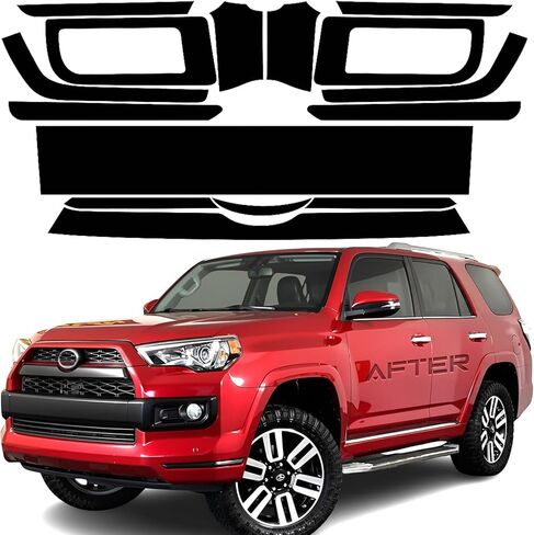 حواف النافذة الجانبية من الكروم مناسبة لملحقات Toyota 4Runner 2010-2024 مع طبقة تعتيم سوداء لامعة من الفينيل الأسود اللامع in Kuwait