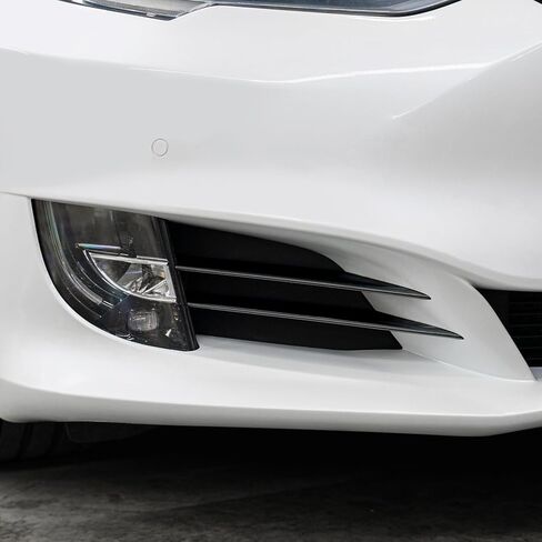 SlickMod كروم حذف طبقة فينيل التعتيم لـ 2016-2020 Tesla Model S Foglight Vent Trim (أسود لامع) in Kuwait