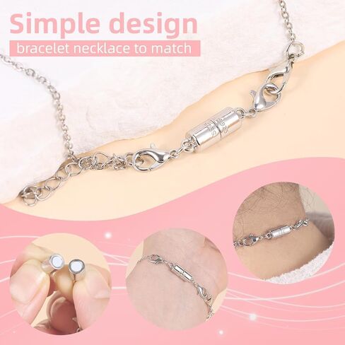 Magnetic Necklace Clasps and Closures with Extender Chain Set, Magnetic Necklace Clasp & Extender Chain Set, Easy to Use for Necklaces and Bracelets, Gold and Silver (26pcs) in Kuwait