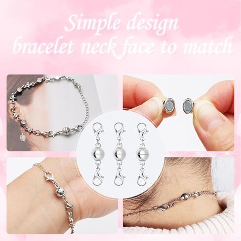 Magnetic Necklace Clasps and Closures with Extender Chain Set, Magnetic Necklace Clasp & Extender Chain Set, Easy to Use for Necklaces and Bracelets, Gold and Silver (26pcs) in Kuwait