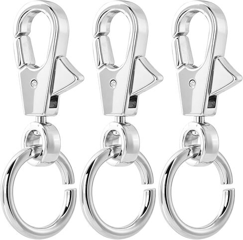 3pcs Double Opening Swivel Lobster Clasp Keychain, Key Ring Clip Spring Snap Hook for Purse, Heavy Duty Zinc Alloy Black Key Chain Clasp for DIY Crafts Lanyard -Black in Kuwait
