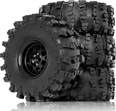 REDSPIDER 2.2 Beadlock Wheels and Tires for 1/10 RC Crawler, 4Pcs CNC Aluminum Rims with Heavy Duty Rubber Tires for Traxxas TRX4 TRX6, Axial SCX10 II III, Wraith, RBX10, 12mm Hex (Black) in Kuwait