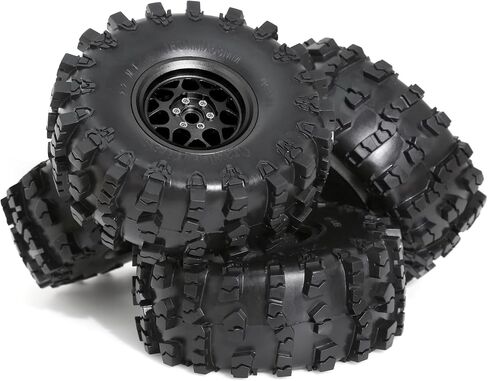 REDSPIDER 2.2 Beadlock Wheels and Tires for 1/10 RC Crawler, 4Pcs CNC Aluminum Rims with Heavy Duty Rubber Tires for Traxxas TRX4 TRX6, Axial SCX10 II III, Wraith, RBX10, 12mm Hex (Black) in Kuwait