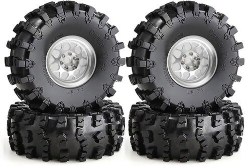 REDSPIDER 2.2 Beadlock Wheels and Tires for 1/10 RC Crawler, 4Pcs CNC Aluminum Rims with Heavy Duty Rubber Tires for Traxxas TRX4 TRX6, Axial SCX10 II III, Wraith, RBX10, 12mm Hex (Black) in Kuwait