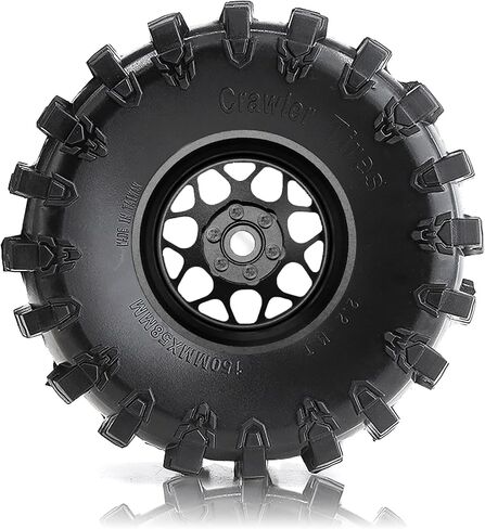 REDSPIDER 2.2 Beadlock Wheels and Tires for 1/10 RC Crawler, 4Pcs CNC Aluminum Rims with Heavy Duty Rubber Tires for Traxxas TRX4 TRX6, Axial SCX10 II III, Wraith, RBX10, 12mm Hex (Black) in Kuwait