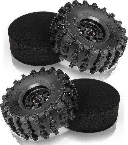 REDSPIDER 2.2 Beadlock Wheels and Tires for 1/10 RC Crawler, 4Pcs CNC Aluminum Rims with Heavy Duty Rubber Tires for Traxxas TRX4 TRX6, Axial SCX10 II III, Wraith, RBX10, 12mm Hex (Black) in Kuwait