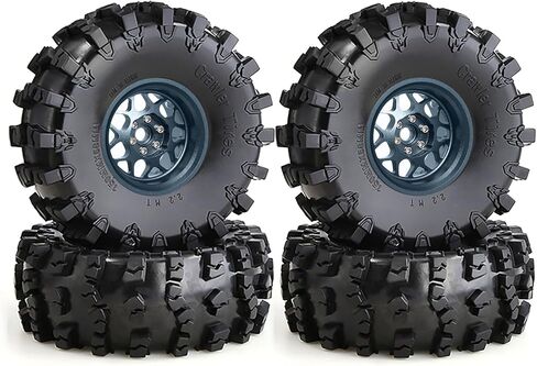 REDSPIDER 2.2 Beadlock Wheels and Tires for 1/10 RC Crawler, 4Pcs CNC Aluminum Rims with Heavy Duty Rubber Tires for Traxxas TRX4 TRX6, Axial SCX10 II III, Wraith, RBX10, 12mm Hex (Black) in Kuwait