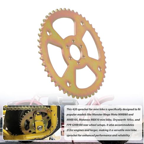 50T 420 Sprocket for Mini Bike, 50 Tooth Chain Sprocket Fits Monster Mega Moto MMB80 MMB105, Motovox MBX10, Oryxearth 105cc & FPR GMB100 Rear Wheel, Compatible with 212cc Predator Engine in Saudi Arabia